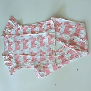 VGUC Pink Chicken Pink Poodle Pajama Set 8
